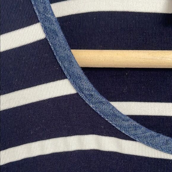 Striped Navy and Denim Dress feeding nursing maternity size M - Picture 6 of 7